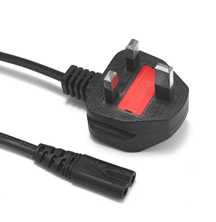 2M C5 Ireland/UK Power Lead for Laptops, Printers, and More (Black - Two Round Pin).
