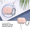 Case for AirPods 3 silicone cover with Keychain, Protective pink
