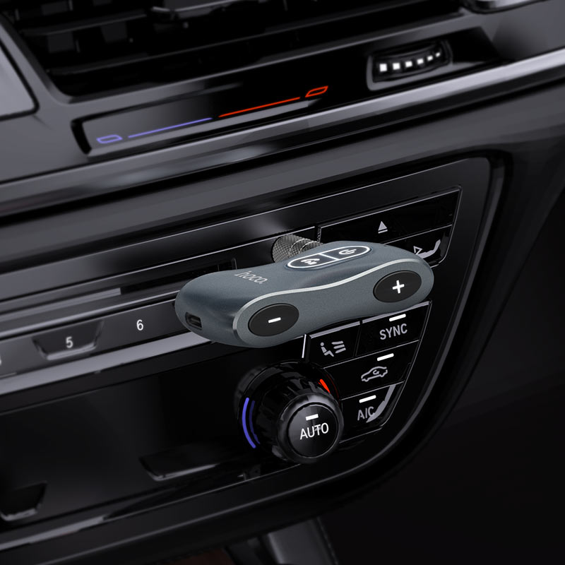 Hoco in-car or mini speaker Bluetooth receiver, BT v5.0, AUX 3.5mm out, detachable plug, 200mAh battery 10 hours use, support BT TF card playback E73