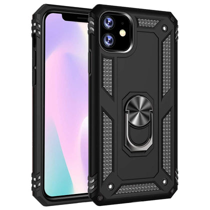 iPhone 11 phone case Black ring armor anti drop shockproof rugged protective.