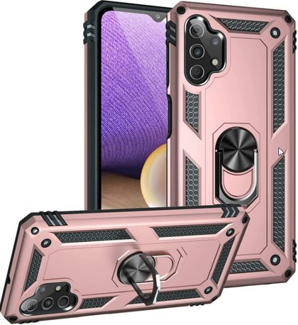 Samsung A04s phone case rose gold ring armor anti drop shockproof rugged protective.