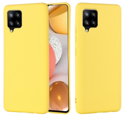 Samsung A12 phone case Soft Flexible Rubber Protective Cover liquid silicone - yellow.