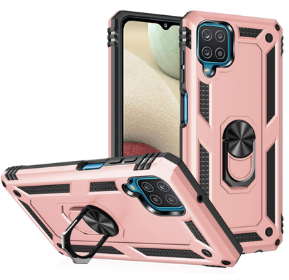 Samsung A12 phone case rose gold ring armor anti drop shockproof rugged protective.