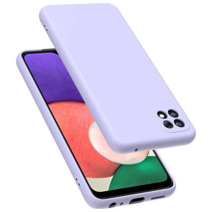 Samsung A22 5G phone case light blue Soft Flexible Rubber Protective Cover liquid silicone.