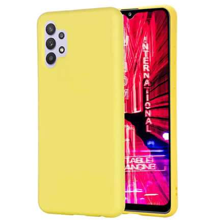 Samsung A32 5G phone case Soft Flexible Rubber Protective Cover yellow liquid silicone.