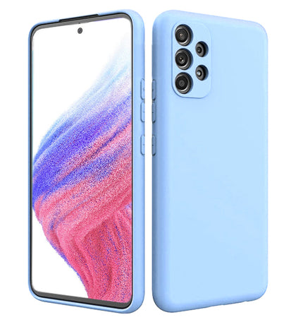 Samsung A53 5G phone case Soft Flexible Rubber Protective Cover light blue liquid silicone.