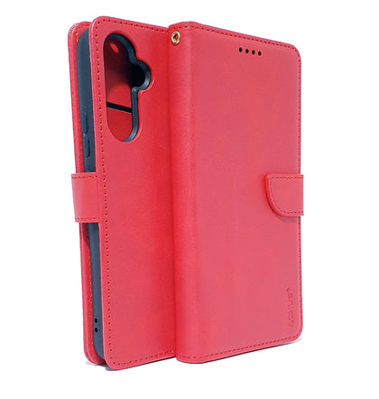 Samsung A54 5G phone case wallet cover flip anti drop anti slip shockproof red.