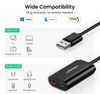 UGREEN USB External Sound Card, External Sound Card with Jack 3.5mm Headphone and Microphone Jack for Laptop PC.
