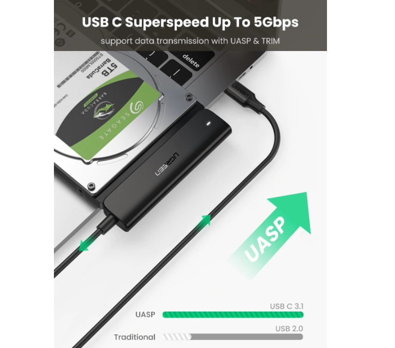 Ugreen USB C To SATA Adapter Type C to SATA III Hard Drive Cable for 2.5 SATA 3 HDD SSD 7 15 Pin Thunderbolt 3 Converter