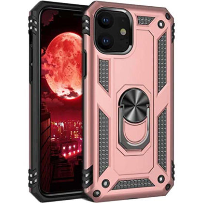 iPhone 11 phone case rose gold ring armor anti drop shockproof rugged protective.
