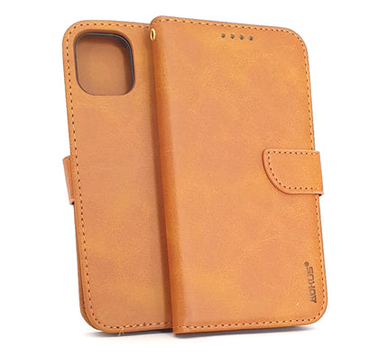 iPhone 11 phone case wallet cover flip anti drop anti slip shockproof brown.
