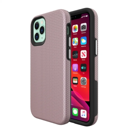 iPhone 12 / 12 Pro phone case anti drop anti slip shockproof rugged dotted Rose gold.
