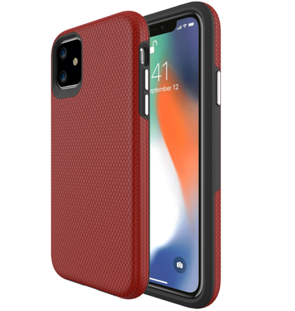 iPhone 12 / 12 Pro phone case anti drop anti slip shockproof rugged dotted red.