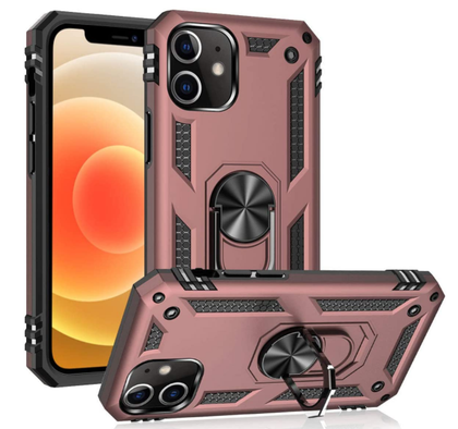 iPhone 12 /12 pro phone case rose gold ring armor anti drop shockproof rugged protective.