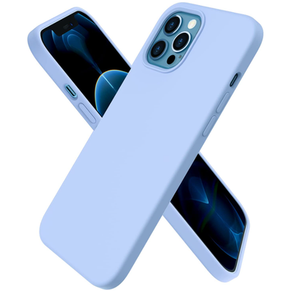 iPhone 12 / 12 pro phone case Soft Flexible Rubber Protective Cover light blue liquid silicone.