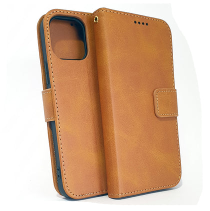 iPhone 12 / 12 pro phone case wallet cover flip anti drop anti slip shockproof brown.