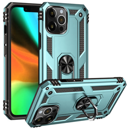iPhone 13 Pro phone case green ring armor anti drop shockproof rugged protective.