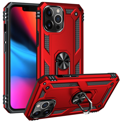 iPhone 13 Pro phone case red ring armor anti drop shockproof rugged protective.
