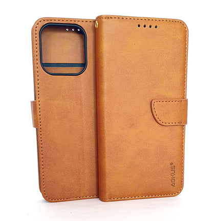 iPhone 13 Pro phone case wallet cover flip anti drop anti slip shockproof brown.