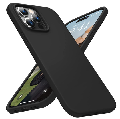 iPhone 14 Pro phone case Soft Flexible Rubber Protective Cover black liquid silicone.