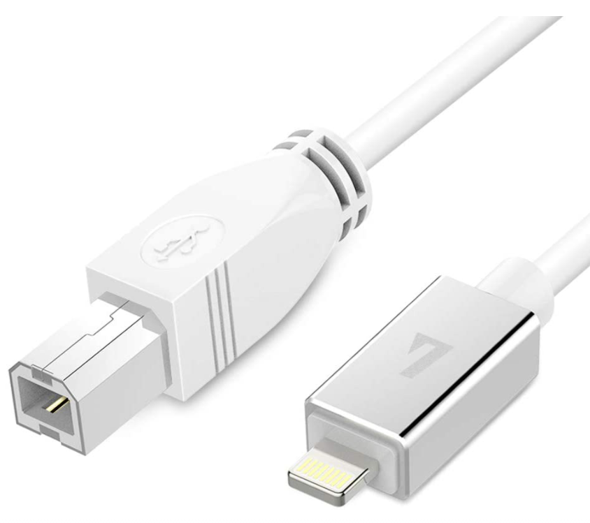 iPhone iPad port to Piano Keyboard Cable Audio Converter 1m iPhone 5 to 14to USB-B for Simply Piano app iPhone 5 to 14 and iPad with 8-pin port