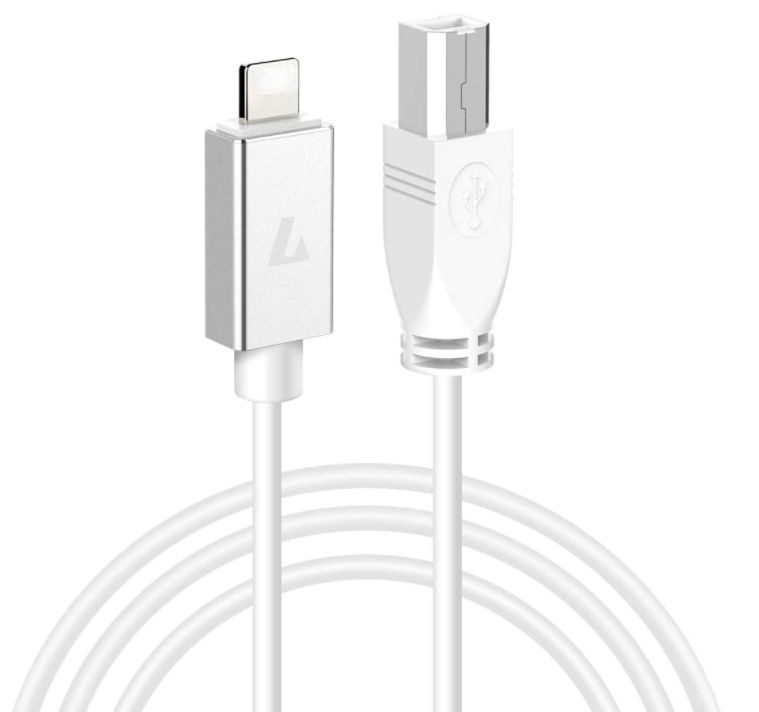 iPhone iPad port to Piano Keyboard Cable Audio Converter 1m iPhone 5 to 14to USB-B for Simply Piano app iPhone 5 to 14 and iPad with 8-pin port