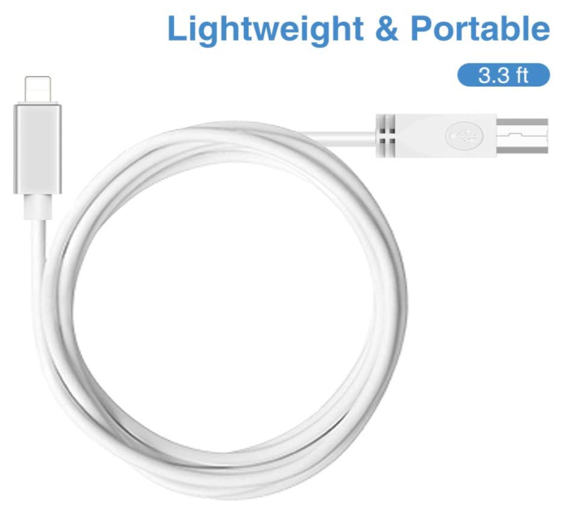 iPhone iPad port to Piano Keyboard Cable Audio Converter 1m iPhone 5 to 14to USB-B for Simply Piano app iPhone 5 to 14 and iPad with 8-pin port