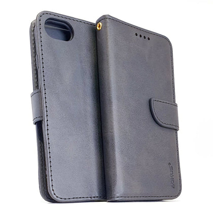 iPhone SE 2022 3rd gen /7/8/SE 2020 phone case wallet cover flip anti drop anti slip shockproof black.